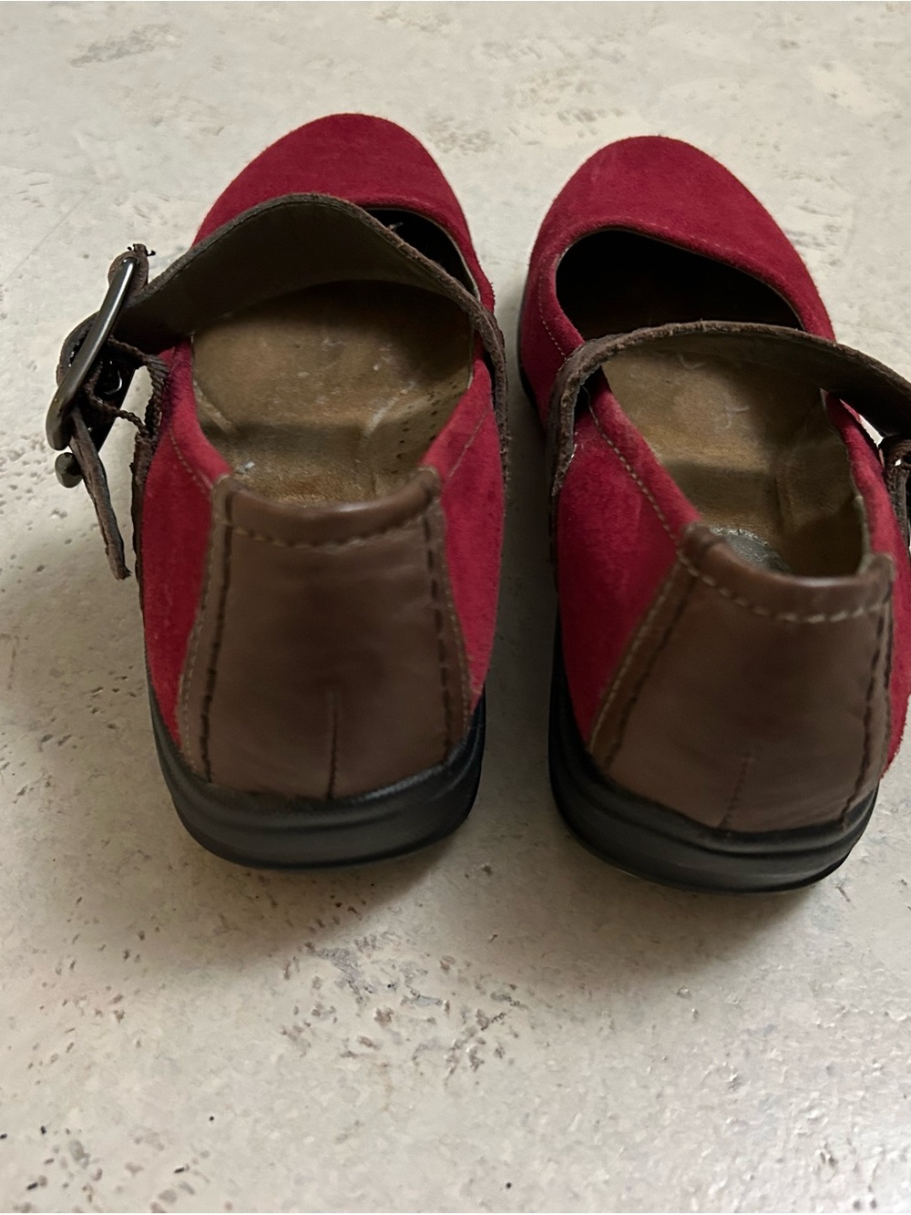 Red Hush Puppies Mary Jane’s with Brown Strap - Picture 3 of 5